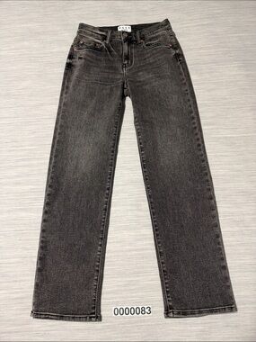 Daze Denim Hug Mid Rise Straight Leg Jeans Faded Black Grey Eco Wash Size 26P